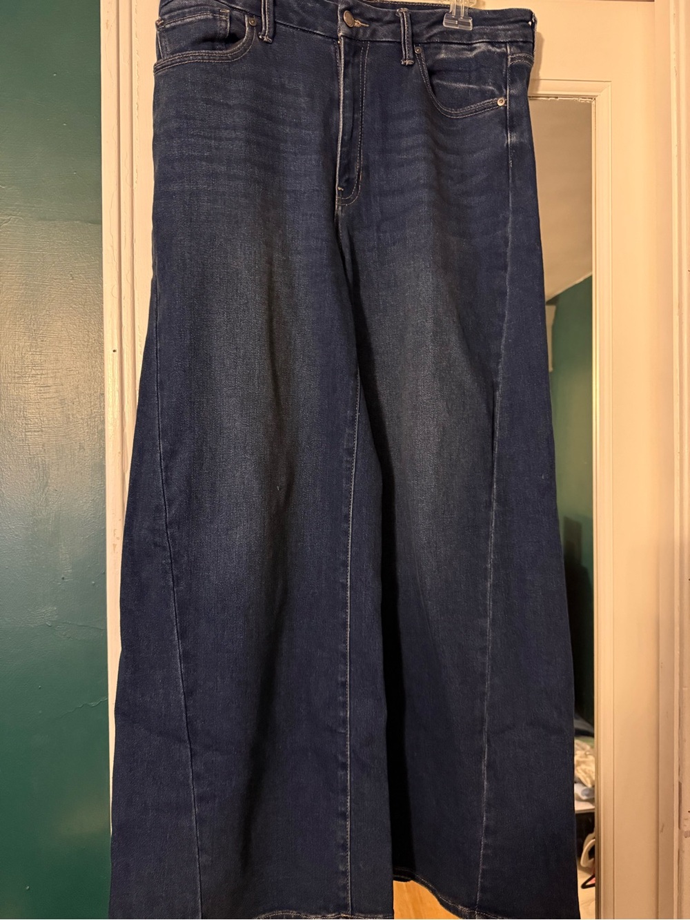 Wide Leg Dark Blue Denim Jeans